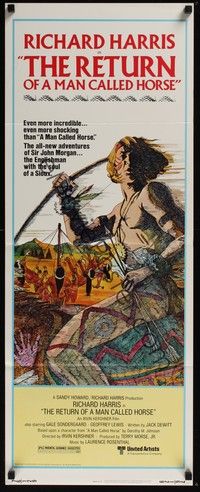 3g307 RETURN OF A MAN CALLED HORSE insert '76 Richard Harris as American Indian on horseback!