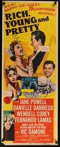 3g309 RICH, YOUNG & PRETTY insert '51 Jane Powell is romanced in Paris France!