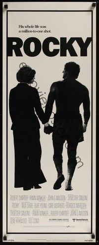 3g312 ROCKY insert '77 boxer Sylvester Stallone holding hands with Talia Shire, boxing classic!