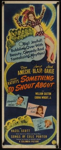 3g338 SOMETHING TO SHOUT ABOUT insert '43 Don Ameche, sexy Janet Blair, songs by Cole Porter!