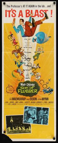 3g339 SON OF FLUBBER insert '63 Walt Disney, art of absent-minded professor Fred MacMurray!