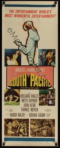 3g343 SOUTH PACIFIC insert '58 Rossano Brazzi, Mitzi Gaynor, Rodgers & Hammerstein musical!