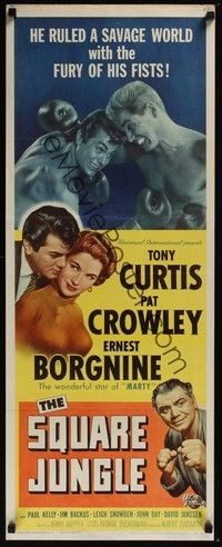 3g348 SQUARE JUNGLE insert '56 boxer Tony Curtis fighting in the ring, Pat Crowley, Borgnine!