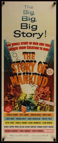 3g359 STORY OF MANKIND insert '57 Ronald Colman, the Marx Bros., the BIG BIG BIG story!