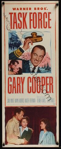 3g371 TASK FORCE insert '49 great image of Gary Cooper in uniform with his hat in the air!