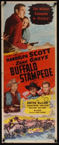 3g381 THUNDERING HERD insert R50 Randolph Scott, Buster Crabbe, Buffalo Stampede!