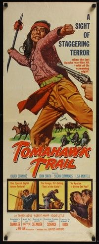 3g386 TOMAHAWK TRAIL insert '57 Chuck Connors, John Smith, a sight of staggering terror!