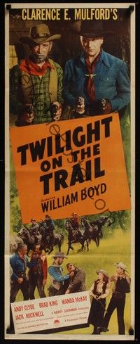 3g392 TWILIGHT ON THE TRAIL insert '41 William Boyd as Hopalong Cassidy, Andy Clyde!