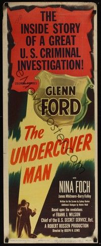 3g397 UNDERCOVER MAN insert '49 Glenn Ford poses as gangster, a great criminal investigation!