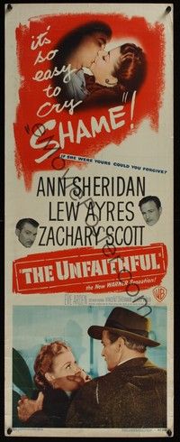 3g398 UNFAITHFUL insert '47 Ann Sheridan, Lew Ayres, it's so easy to cry shame!