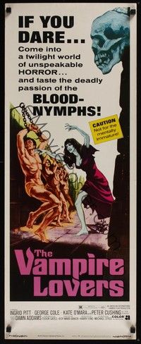 3g403 VAMPIRE LOVERS insert '70 Hammer, taste the deadly passion of the blood-nymphs if you dare!