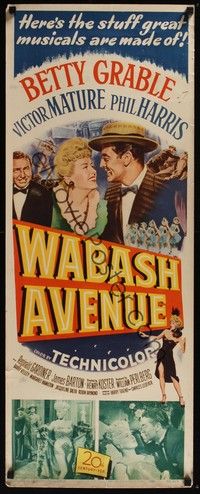 3g409 WABASH AVENUE insert '50 artwork of Betty Grable & Victor Mature smiling at each other!