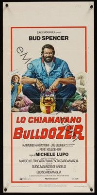 3g449 BULLDOZER Italian locandina '78 art of Bud Spencer & many downed guys!