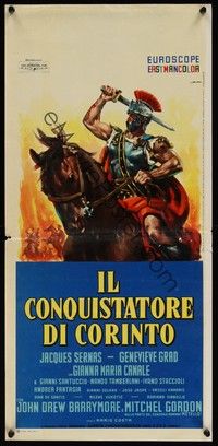 3g458 CENTURION Italian locandina '62 really cool art of gladiator on horseback!