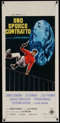 3g520 HARD CONTRACT Italian locandina '69 cool Nistri art of James Coburn & Lee Remick!