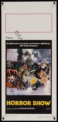 3g529 HORROR SHOW Italian locandina '80 cool art of Lugosi, Hitchcock, Karloff, Chris Lee, & more!