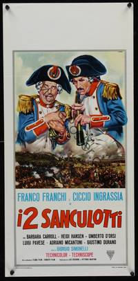 3g531 I DUE SANCULOTTI Italian locandina '66 wacky Casaro art of Franco Franchi & Ciccio Ingrassia