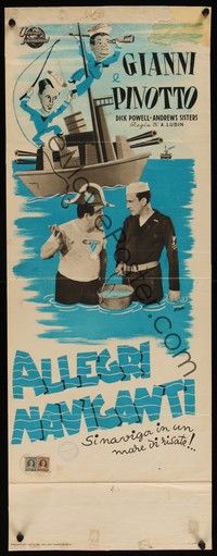 3g534 IN THE NAVY Italian locandina 1948 wacky art of sailors Bud Abbott & Lou Costello!
