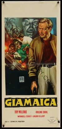 3g539 JAMAICA RUN Italian locandina '53 Lewis Foster directed, art of Ray Milland w/gun!