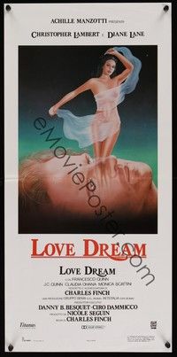 3g561 LOVE DREAM Italian locandina '88 Cecchini art of Christopher Lambert fantasizing about Lane!