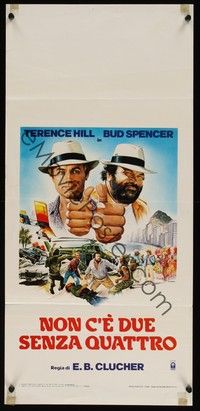 3g588 NOT TWO BUT FOUR Italian locandina '84 Casaro art of Terence Hill & Bud Spencer!