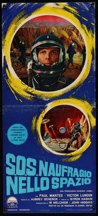 3g608 ROBINSON CRUSOE ON MARS Italian locandina '64 sci-fi art of Paul Mantee & his man Friday!