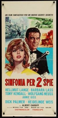 3g617 SERENADE FOR TWO SPIES Italian locandina '65 Serenade fur zwei Spione, art by Renato Casaro!