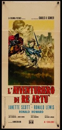 3g622 SIEGE OF THE SAXONS Italian locandina '64 King Arthur's Camelot, cool art by Colpizzi!