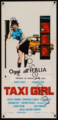 3g640 TAXI GIRL Italian locandina '77 Edwige Fenech, Aldo Maccione, sexy artwork!