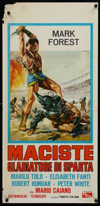 3g642 TERROR OF ROME AGAINST THE SON OF HERCULES Italian locandina '64 Casaro art of gladiators!