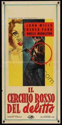 3g655 VICIOUS CIRCLE Italian locandina '58 Longi art of pretty Noelle Middleton & wounded guy!