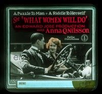 3h199 WHAT WOMEN WILL DO glass slide '21 reformed criminal Anna Q. Nilsson loves Earl Metcalfe!