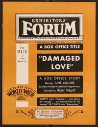 3h063 EXHIBITORS FORUM exhibitor magazine March 10, 1931 Damaged Love, cool Columbia art ad!