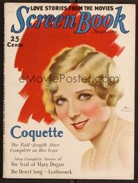 3h082 SCREEN BOOK magazine August 1929 art of pretty Mary Pickford in Coquette by John Clarke!