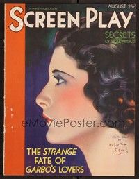 3h094 SCREEN PLAY magazine August 1931 fantastic art portrait of Evelyn Brent by Henry Clive!