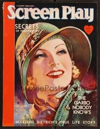 3h091 SCREEN PLAY magazine May 1931 fantastic art of beautiful Greta Garbo by Henry Clive!