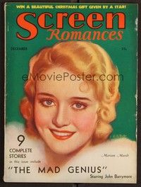 3h108 SCREEN ROMANCES magazine December 1931 art of Marian Marsh in The Mad Genius by Jules Erbit!