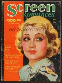 3h102 SCREEN ROMANCES magazine June 1931 art of Constance Bennett in Born to Love by Marland Stone!
