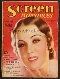 3h107 SCREEN ROMANCES magazine November 1931 wonderful art of Fay Wray in The Unholy Garden!