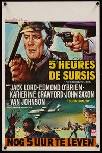 3j465 DOOMSDAY FLIGHT Belgian '68 Jack Lord, Edmond O'Brien, cool crashing airplane art!