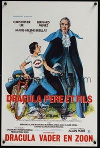 3j466 DRACULA & SON Belgian '76 wacky art of Christopher Lee & his vampire son by Berry!