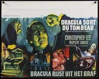 3j469 DRACULA HAS RISEN FROM THE GRAVE Belgian '69 Hammer, Ray art of Christopher Lee & victims!