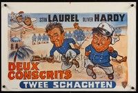 3j487 FLYING DEUCES Belgian R60s great wacky art of Laurel & Hardy running from Foreign Legion!