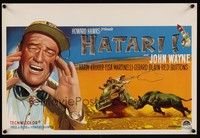 3j520 HATARI Belgian '62 Howard Hawks, great art of John Wayne in Africa!