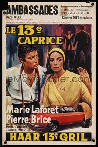 3j555 LE 13EME CAPRICE Belgian '67 cool art of Marie Laforet & Pierre Brice!
