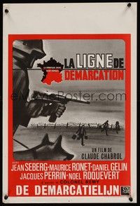 3j564 LINE OF DEMARCATION Belgian '66 Claude Chabrol, cool art of WWII battlefield!