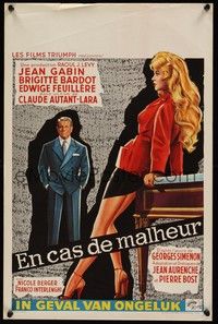 3j569 LOVE IS MY PROFESSION Belgian '58 Georges Simoneon's En Cas de Malheur, sexy Brigitte Bardot!