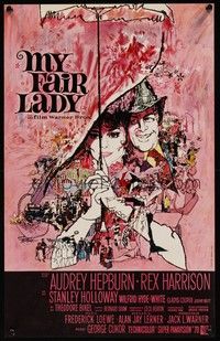 3j595 MY FAIR LADY Belgian R69 classic art of Audrey Hepburn & Rex Harrison by Bob Peak!