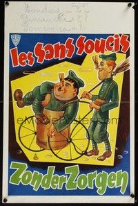 3j615 PACK UP YOUR TROUBLES Belgian R60s wacky different artwork of Laurel & Hardy!