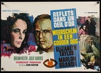 3j649 REFLECTIONS IN A GOLDEN EYE Belgian '67 Huston, Ray art of Elizabeth Taylor & Marlon Brando!